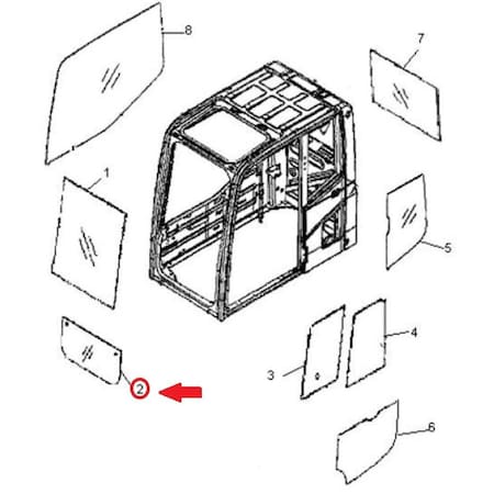 Aftermarket 20Y-54-51812 Lower Windshield Glass for Komatsu Excavator 8 Series PC600-8 20Y-54-51601